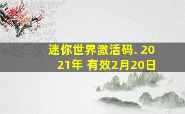 迷你世界激活码. 2021年 有效2月20日